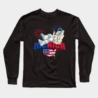 4th of July Astronaut patriotic astronaut moon landing Long Sleeve T-Shirt